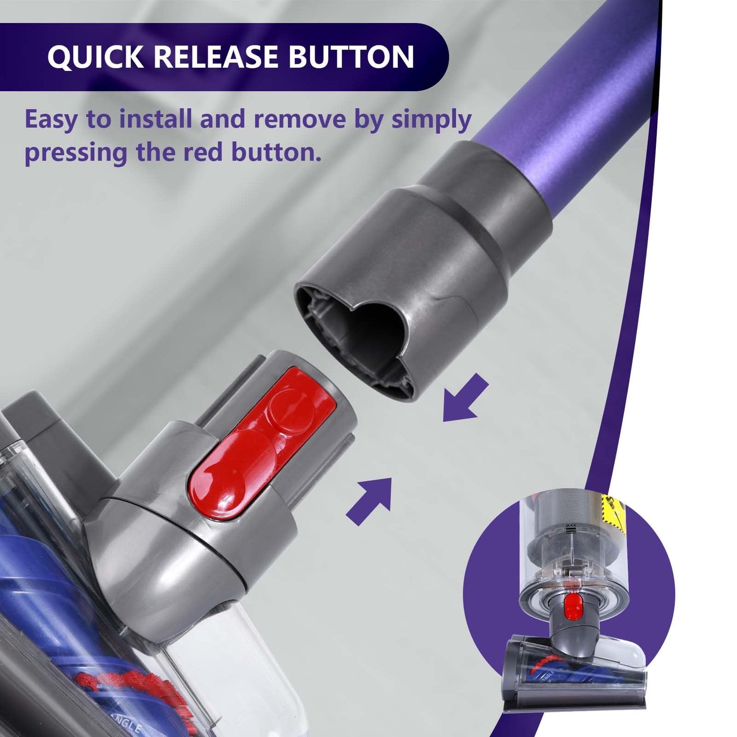 Hair Nozzle Mini Electric Brush Compatible with Dyson V 7 V 8 V 10 V 11 V 15